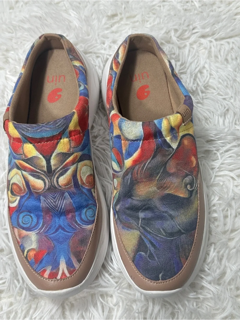 UIN Dye-Misty Art Print Slip On Colorful Canvas Casual Comfort Shoes Womens Sz 8 - Picture 5 of 15